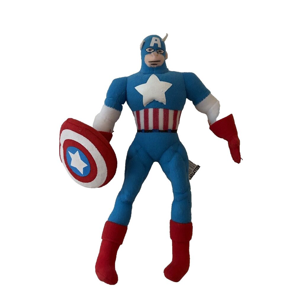 Kellytoy Captain America Plush Toy Vintage Marvel 2001 8"
